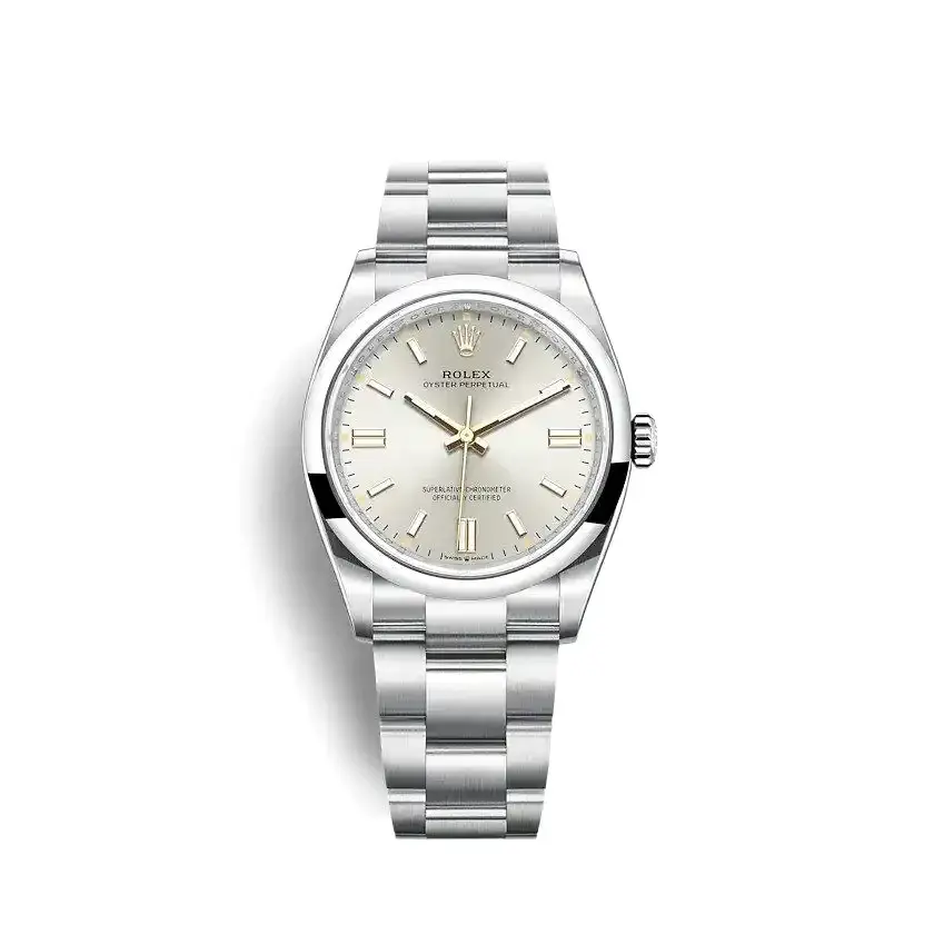 Oyster Perpetual 126000 rolex replica silver dial — front view