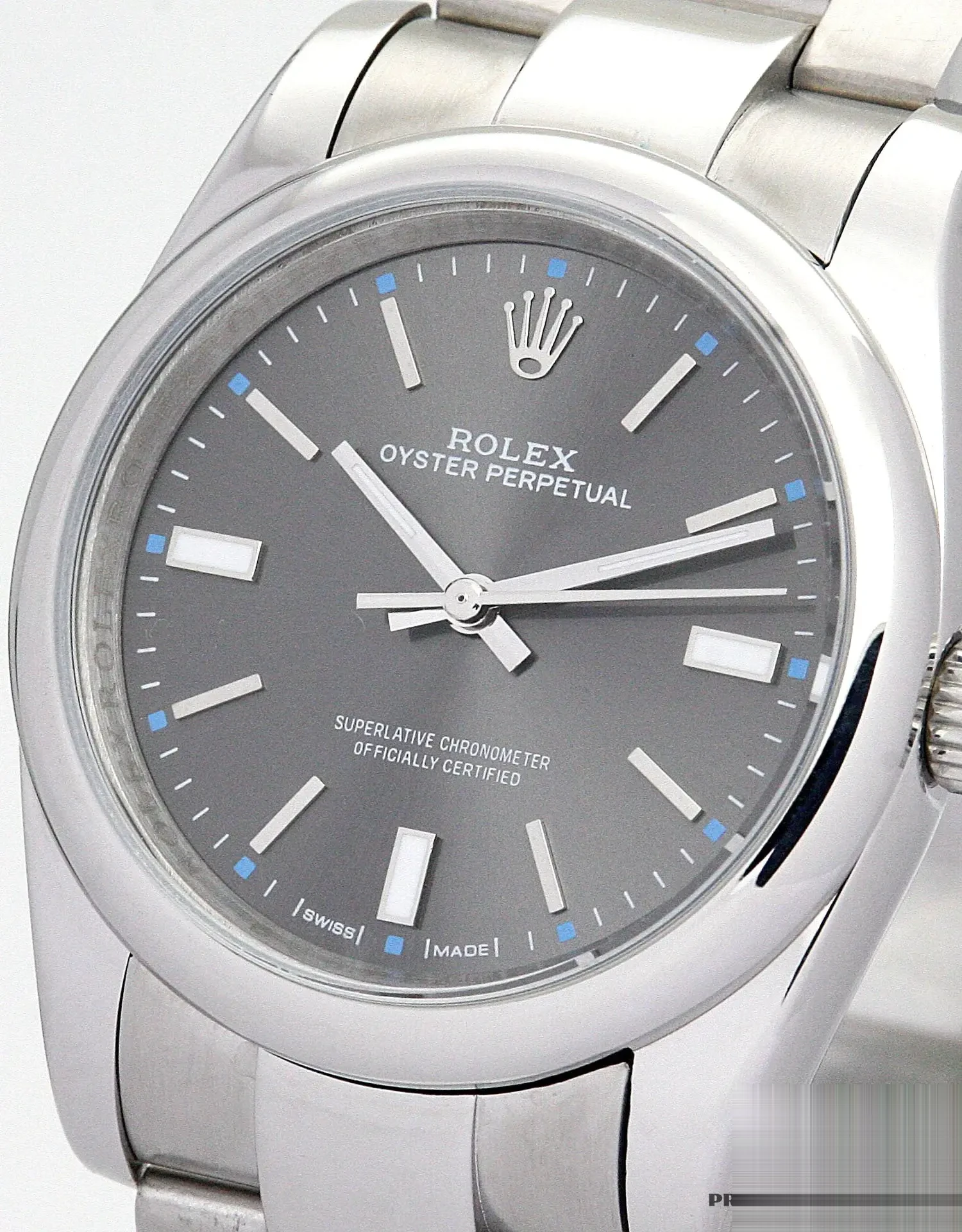 Rolex Oyster Perpetual 177200 miyota replica black dial — caseback detail