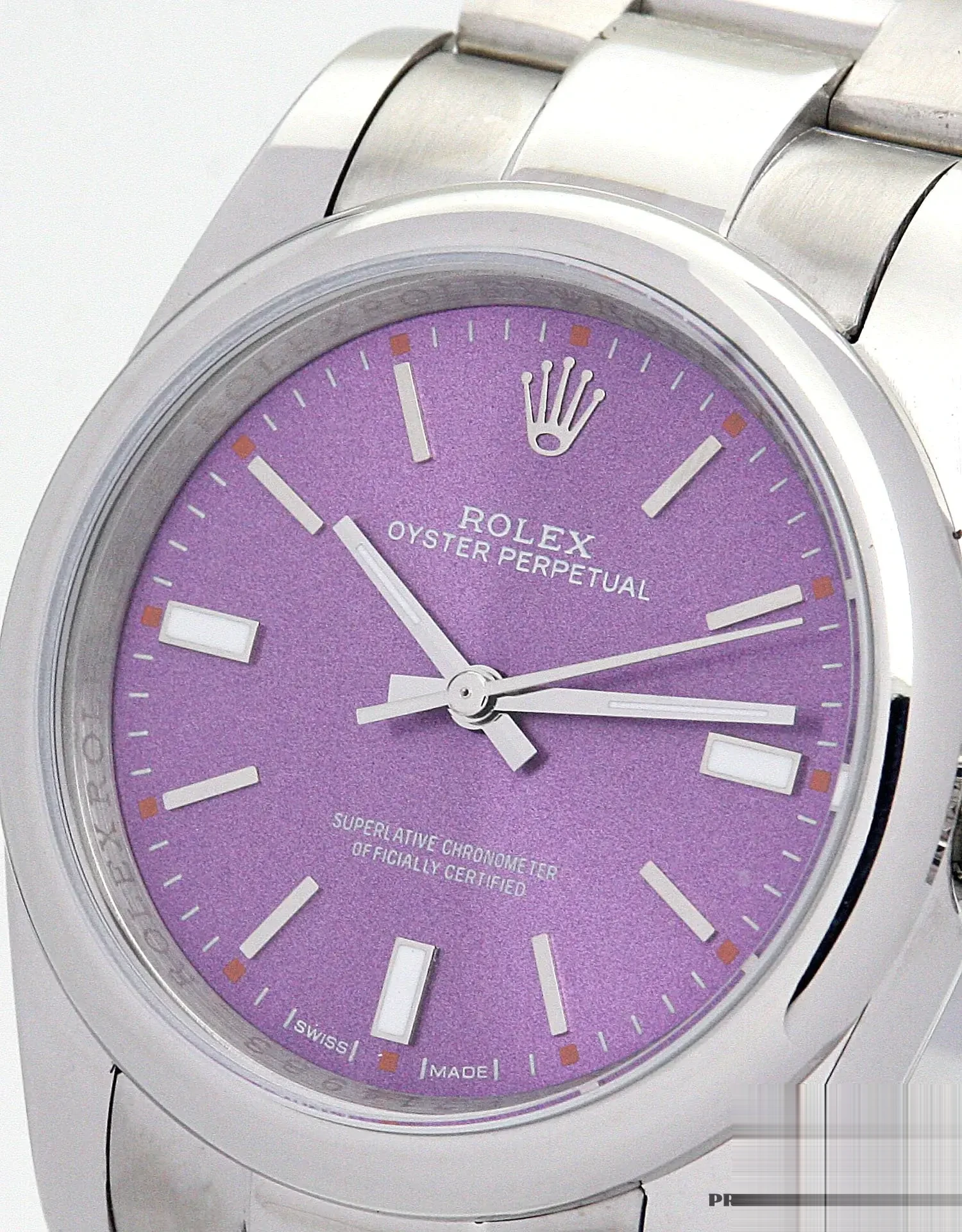 Rolex Oyster Perpetual 177200 miyota replica white dial — caseback detail