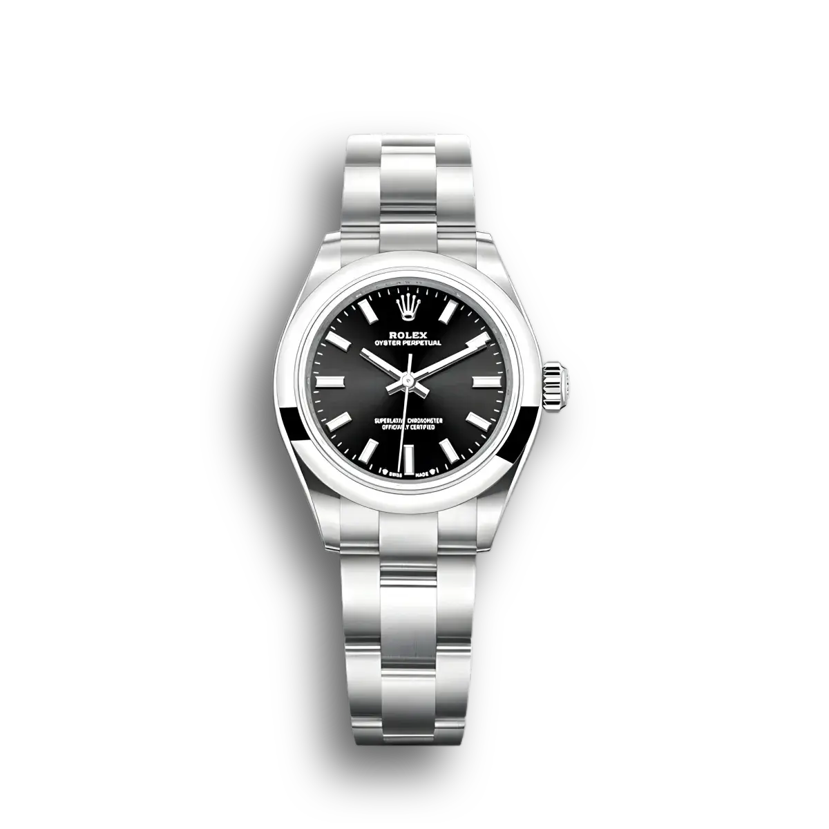 Oyster Perpetual 276200 japanese automatic replica black dial — front view
