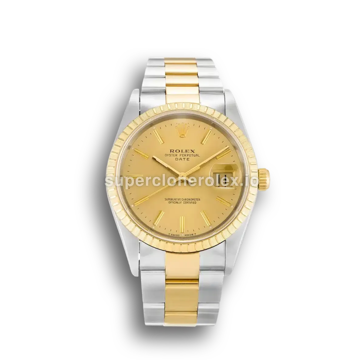 Rolex Oyster Perpetual 15223 replica champagne dial — front view