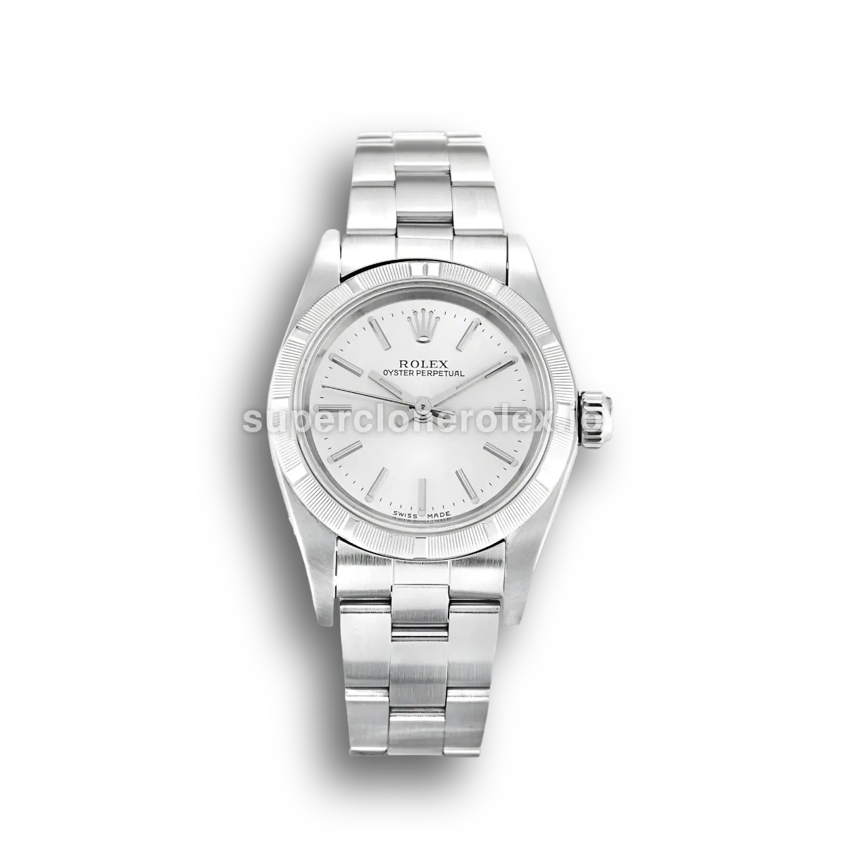 Rolex Oyster Perpetual 67230 replica silver dial — front view