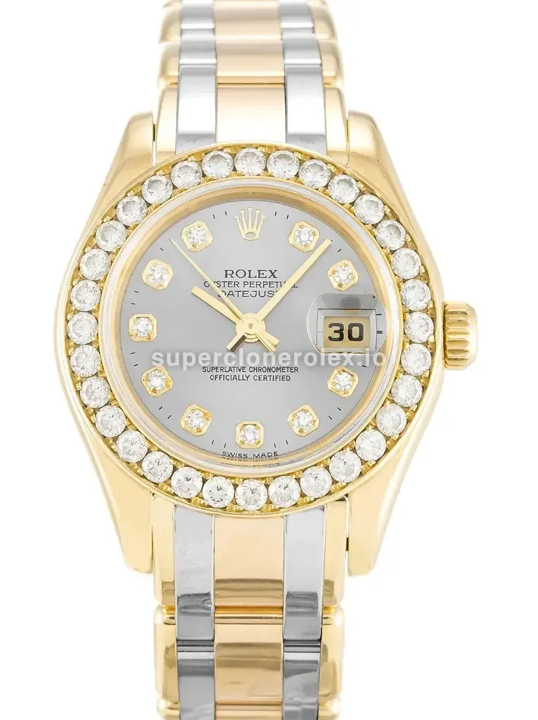Rolex Pearlmaster 80298 replica champagne dial — front view