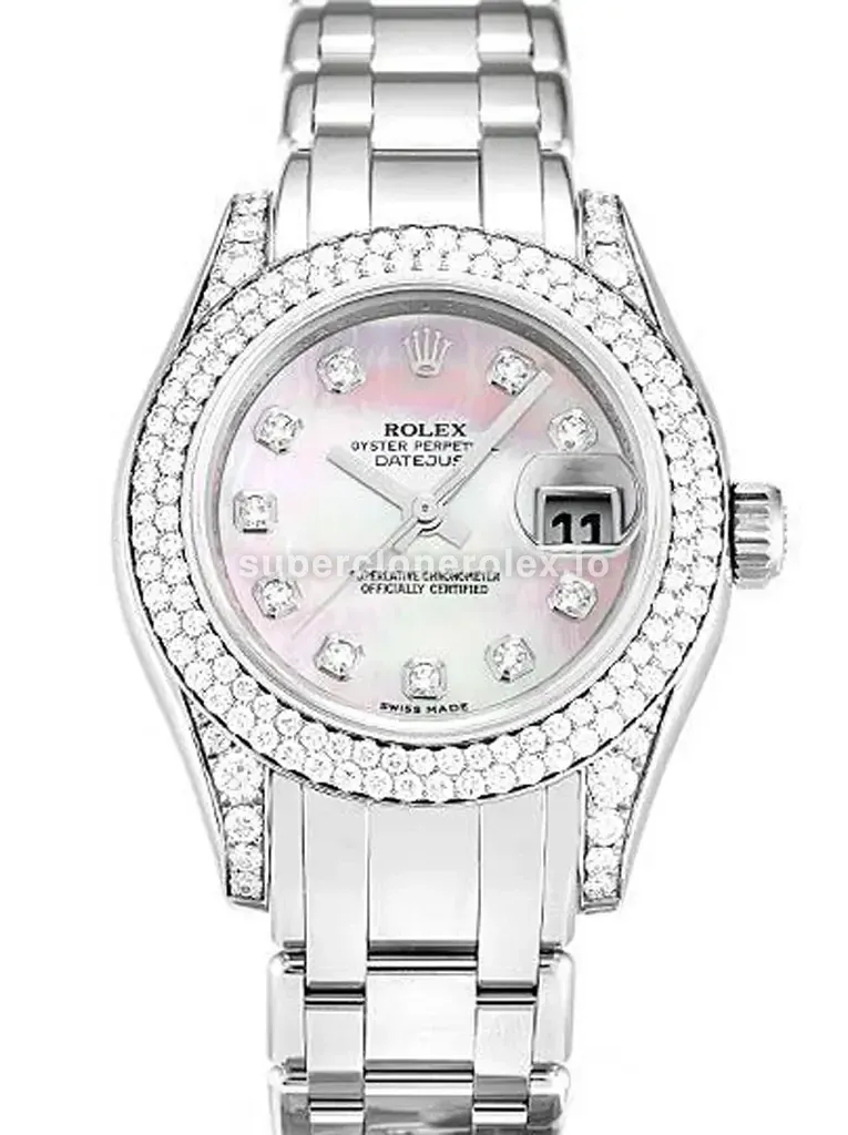Rolex Pearlmaster 80359 replica pink dial — front view