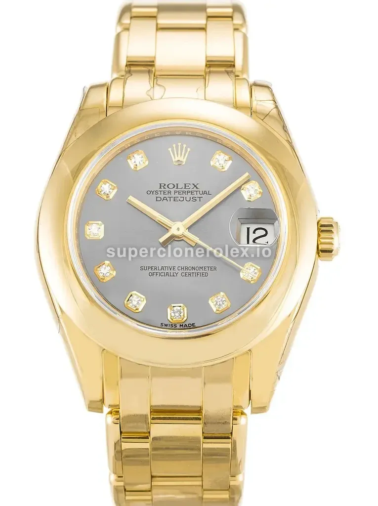 Pearlmaster 81208 rolex copy silver dial — front view