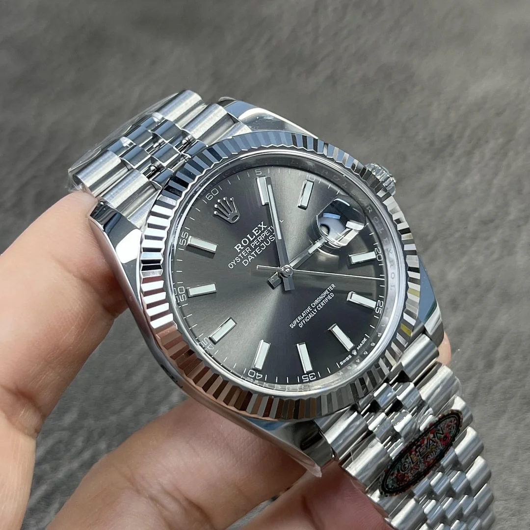 Rolex Datejust 126334 rolex clone rhodium dial — bezel macro