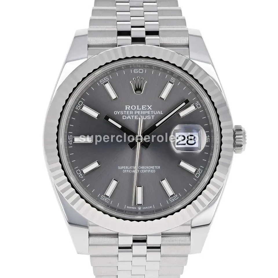 Rolex Datejust 126334 rolex clone rhodium dial — front view