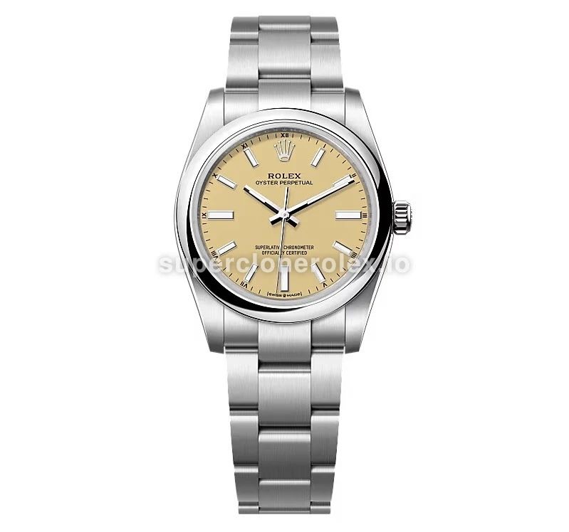 Oyster Perpetual 277200 japanese automatic replica beige dial — front view