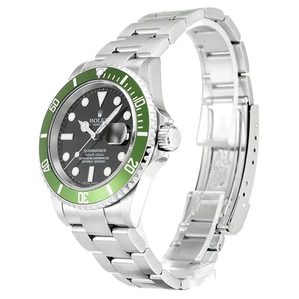 Submariner 16610LV Kermit rolex copy 40mm — dial close-up