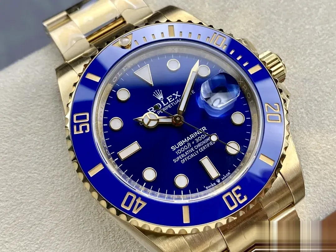 Rolex Submariner 126618LB replica blue dial — angled view