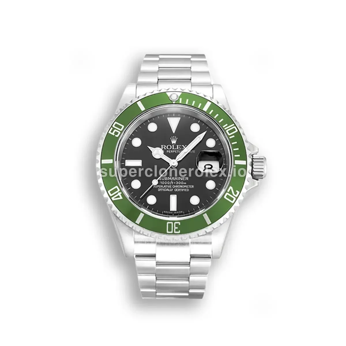 Rolex Submariner 16610LV Kermit rolex clone black dial — front view