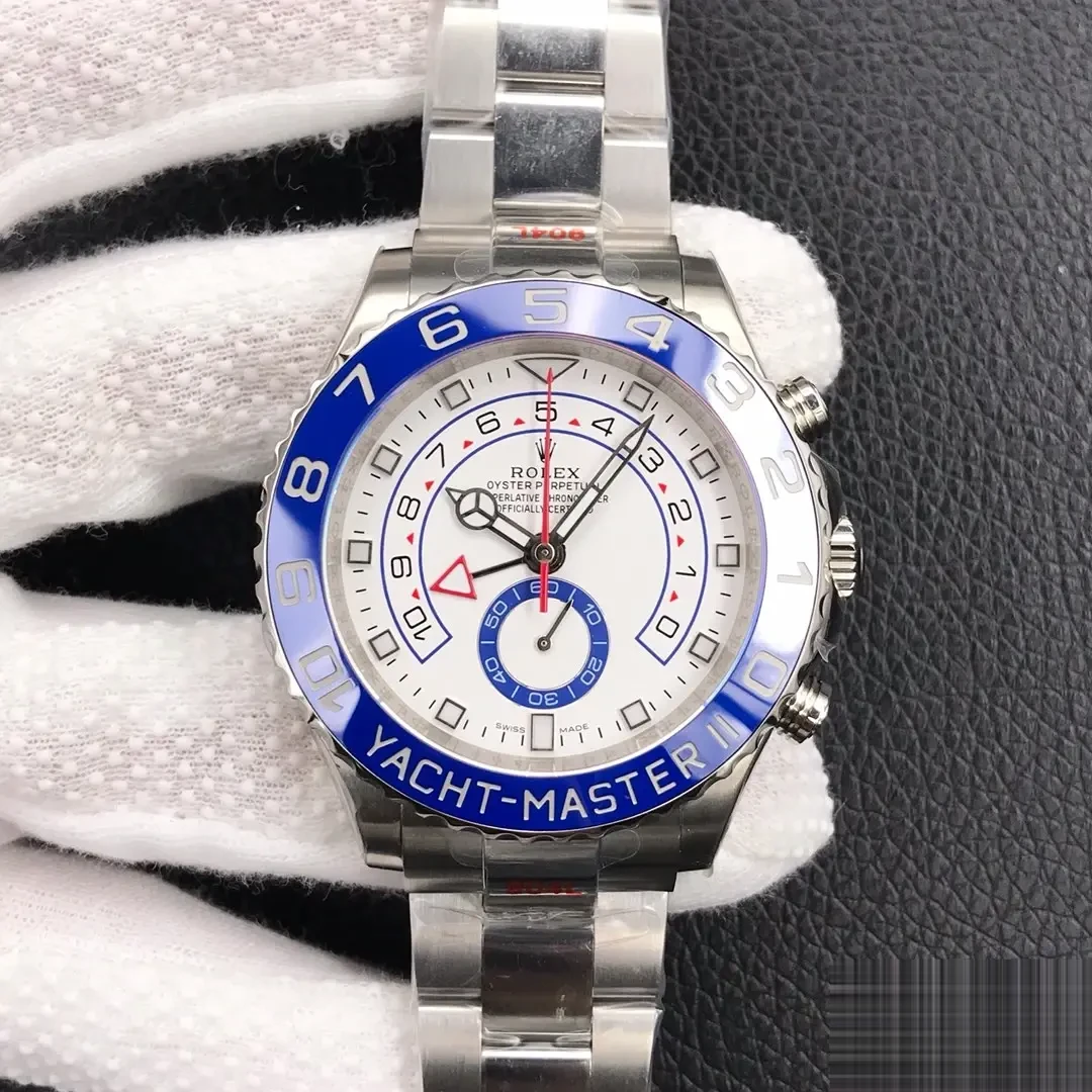 Yacht-Master 116680 rolex replica white dial — angled view