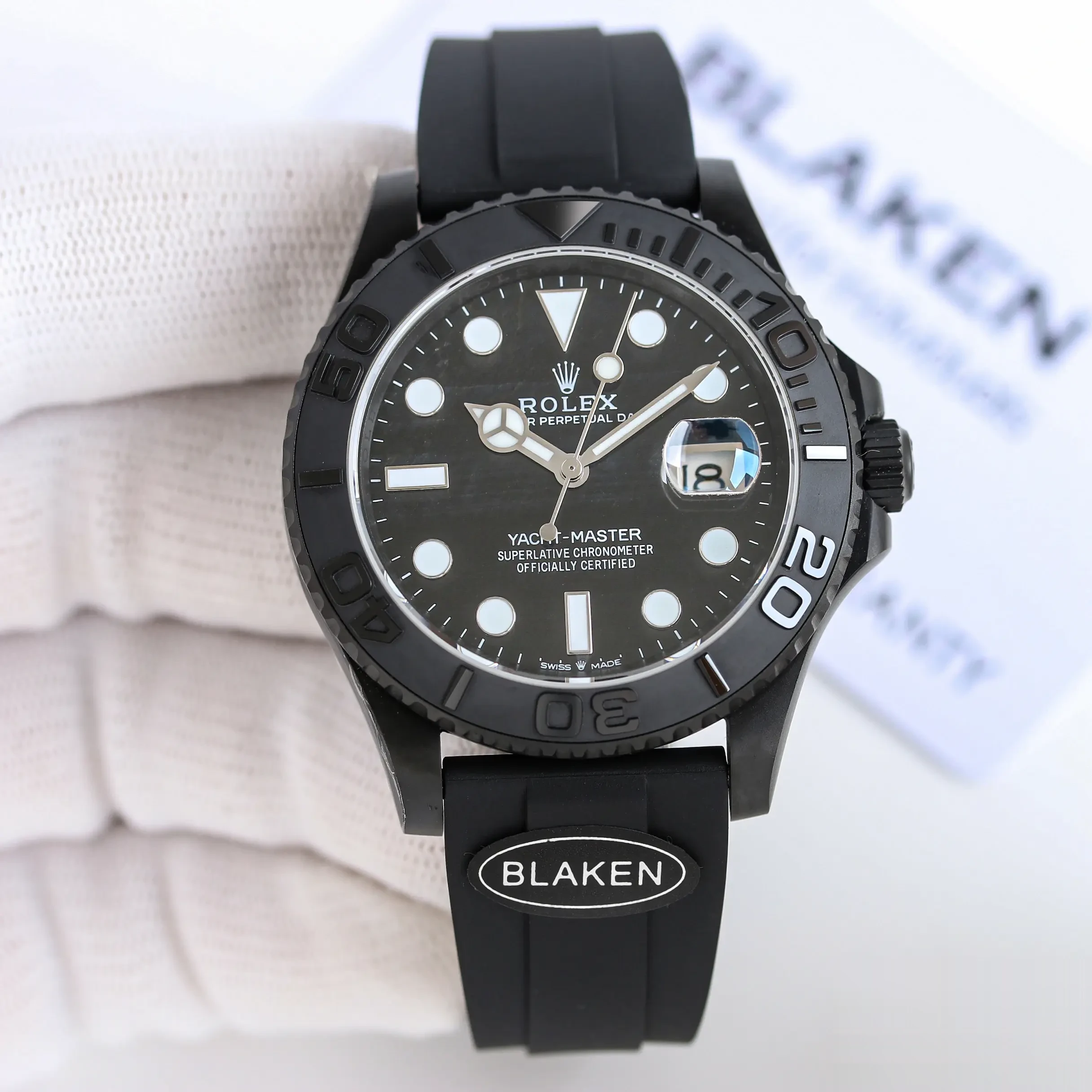 Yacht-Master 226659 japanese automatic replica black dial — angled view