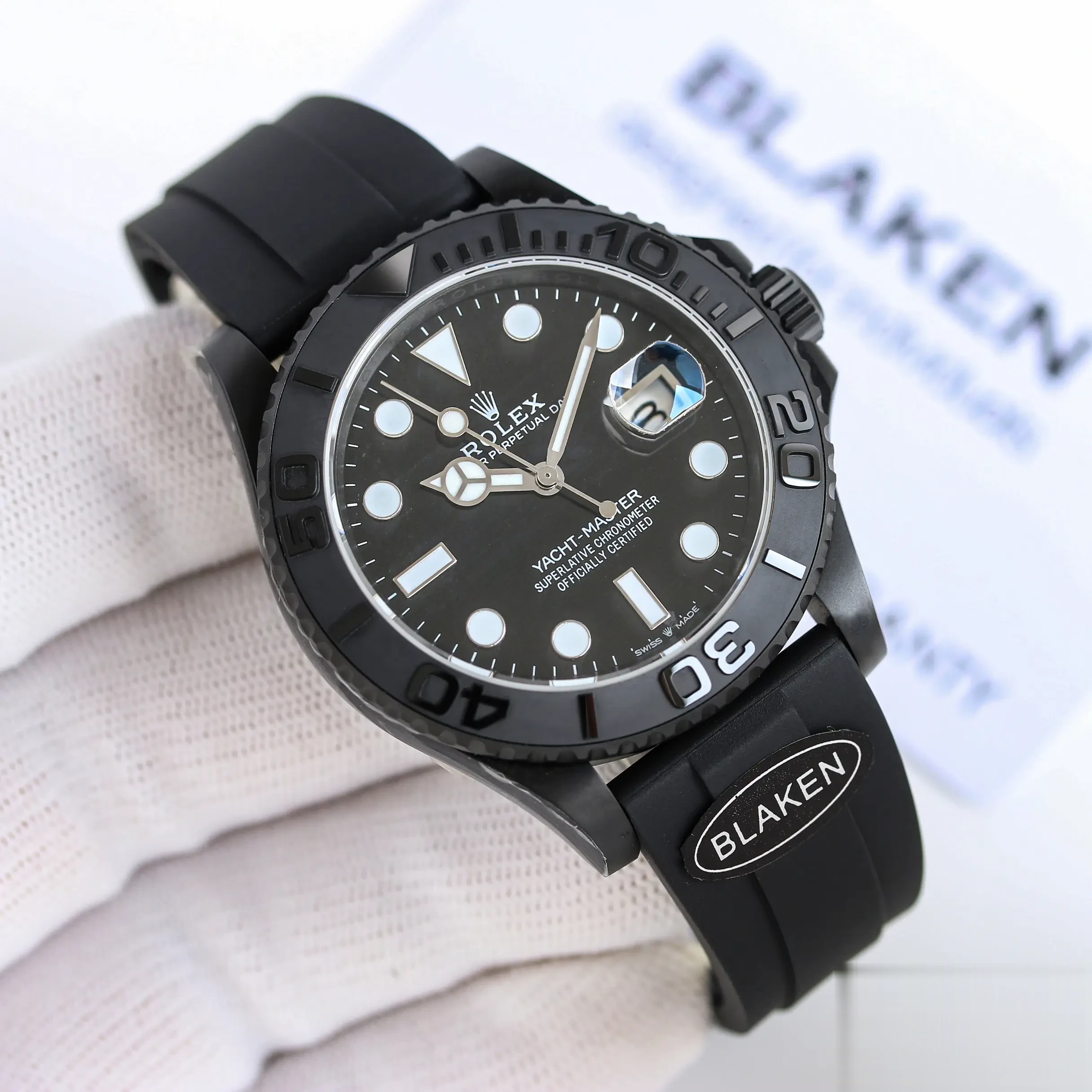 Yacht-Master 226659 japanese automatic replica black dial — caseback detail