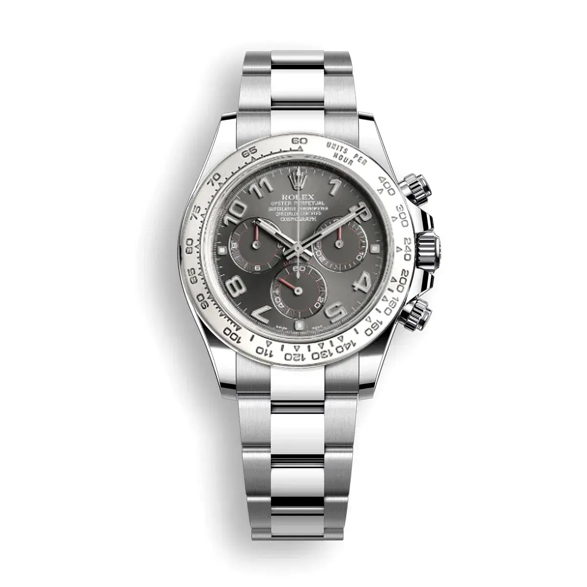 Daytona 116519 super clone white dial — front view