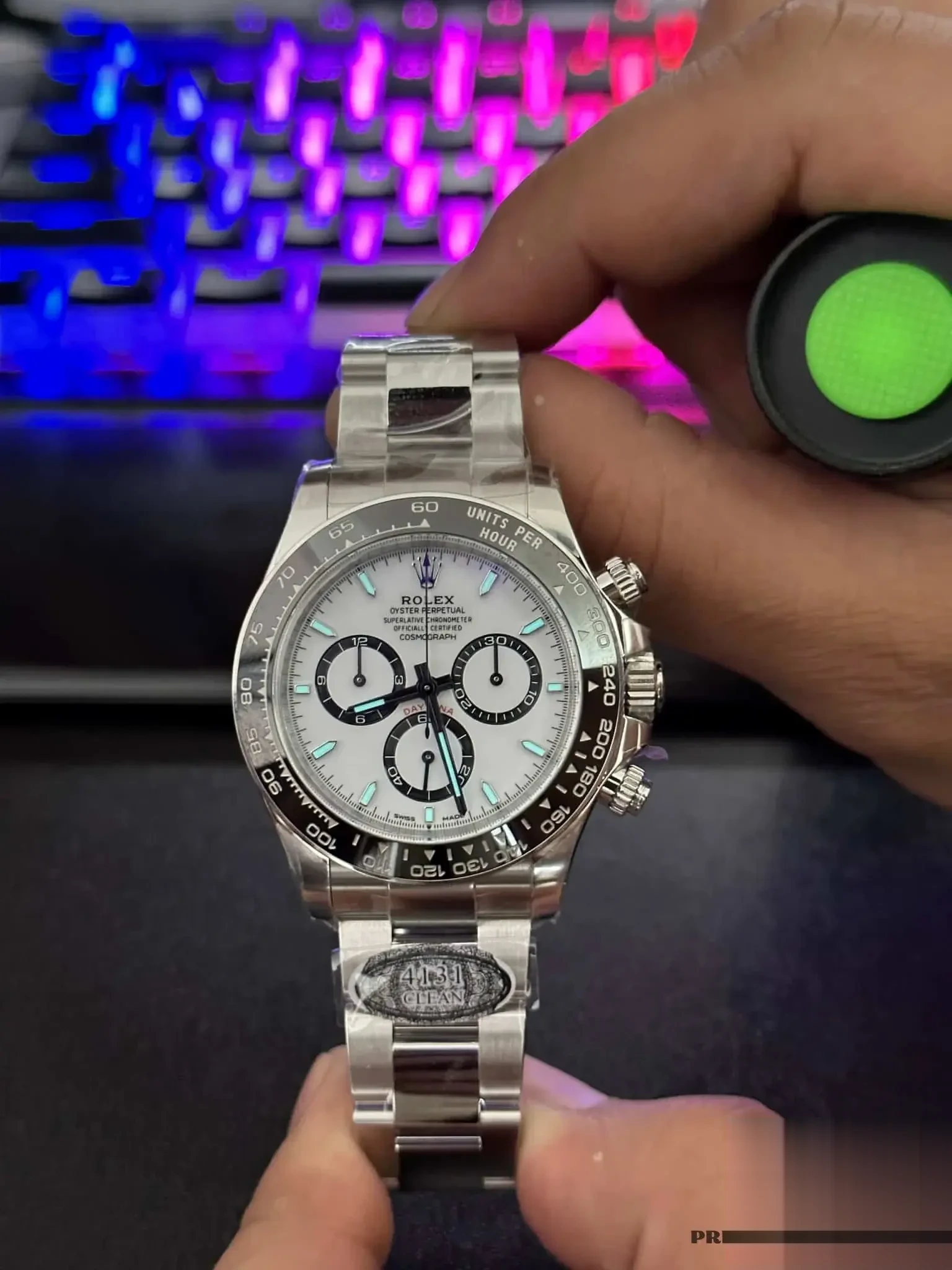 Daytona 126500LN eta clone white dial — caseback detail