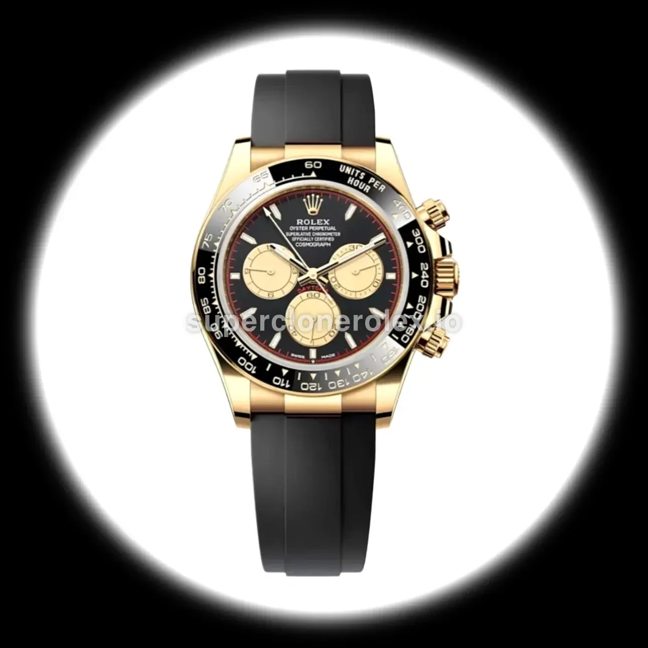 Rolex Daytona 126518LN swiss super clone intense black dial — front view