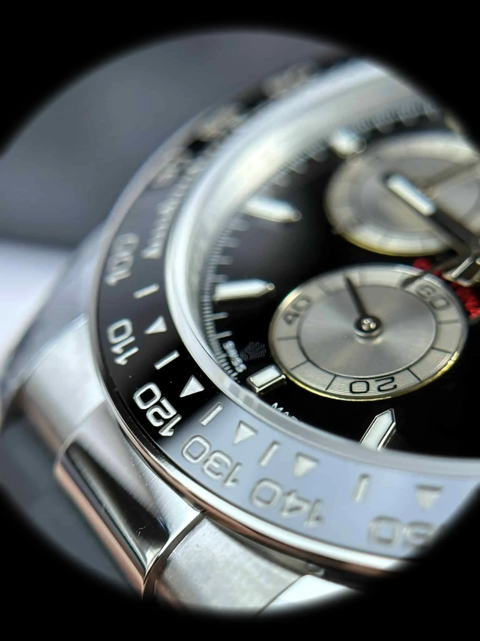 Daytona 126519LN superclone bright black dial — bezel macro
