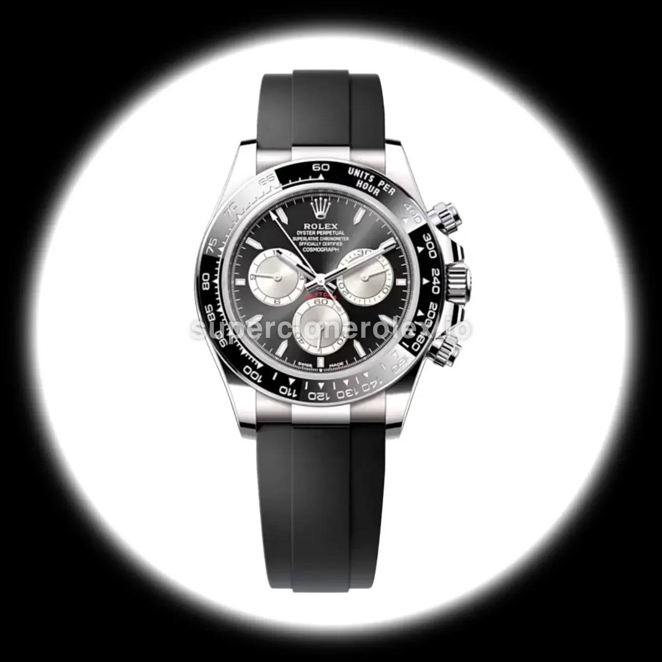 Daytona 126519LN super clone bright black dial — front view