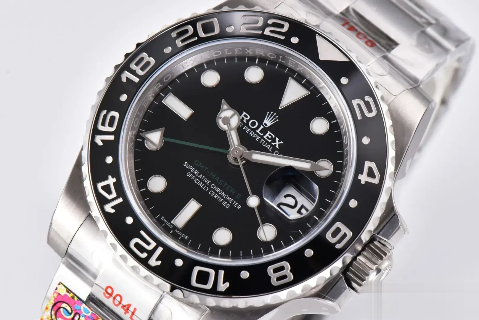 Rolex GMT-Master 116710LN swiss super clone — lume shot