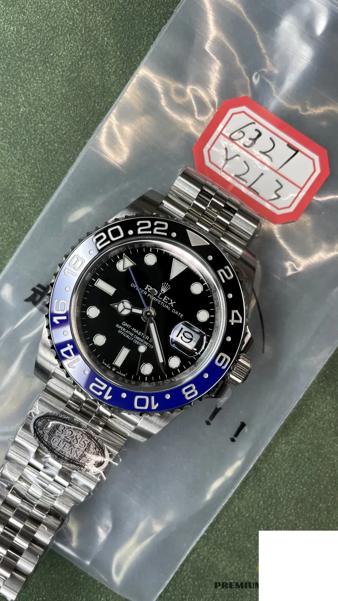 Rolex GMT-Master 126710BLNR eta clone — dial close-up