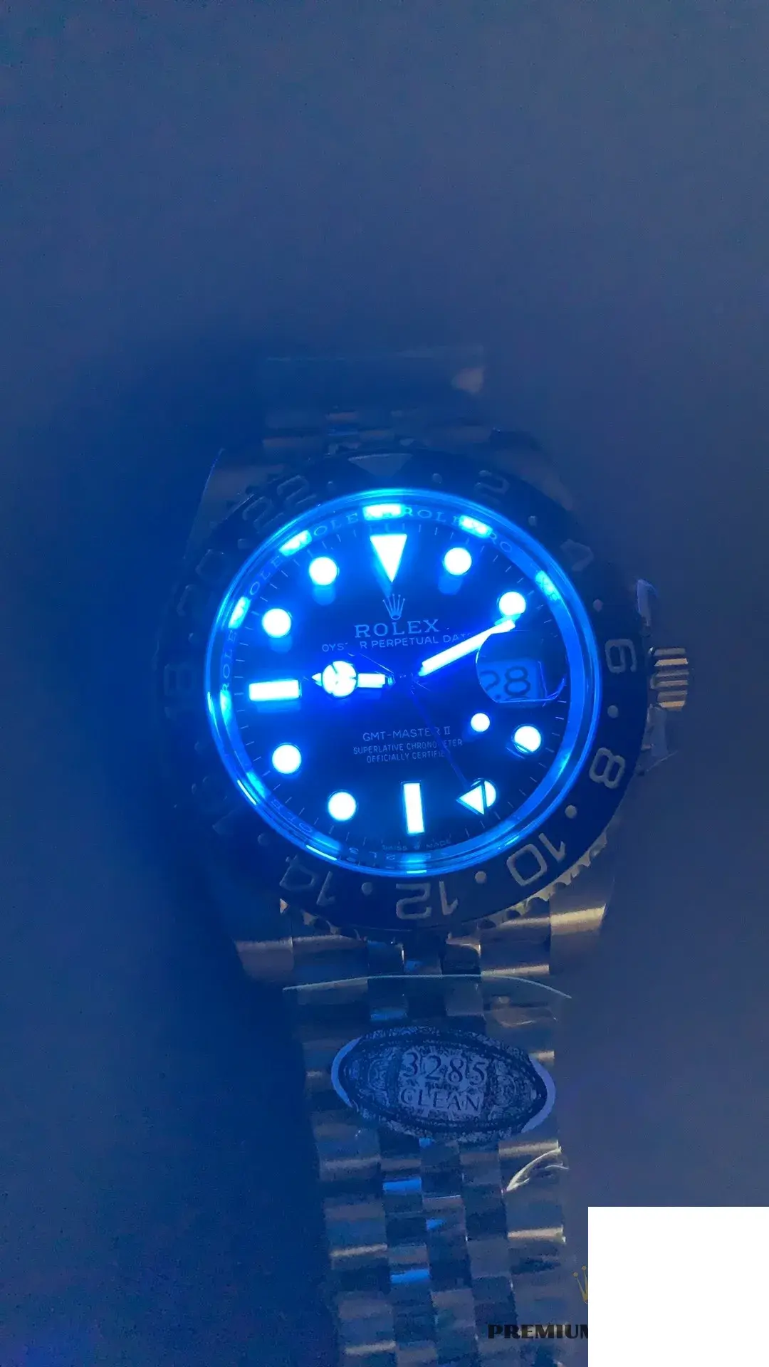 GMT-Master 126710BLNR superclone green dial — wrist shot