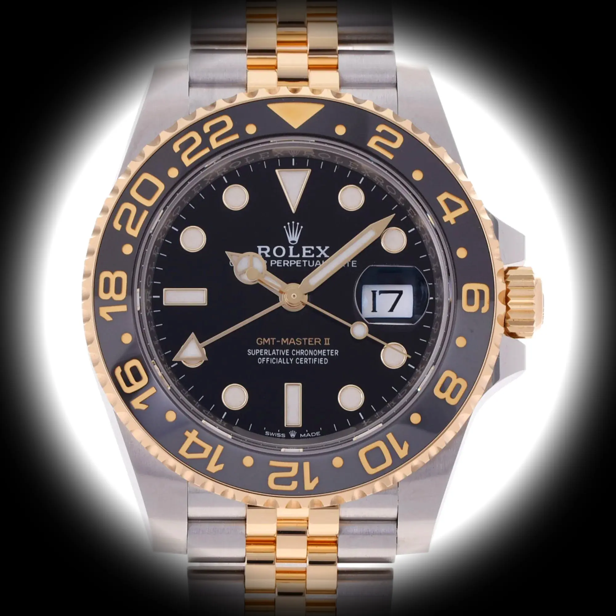 Rolex GMT-Master 126713GRNR swiss clone 40mm — dial close-up