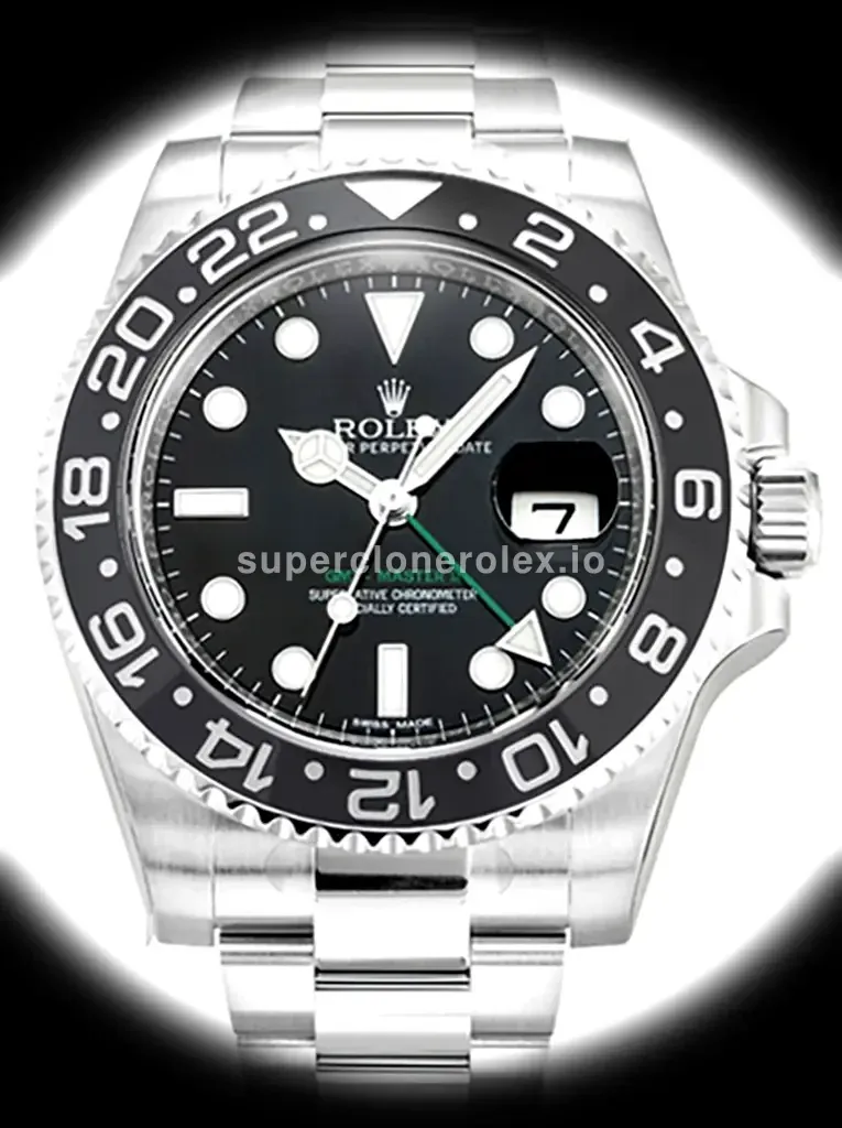 Rolex GMT-Master 16720 swiss clone black dial — front view