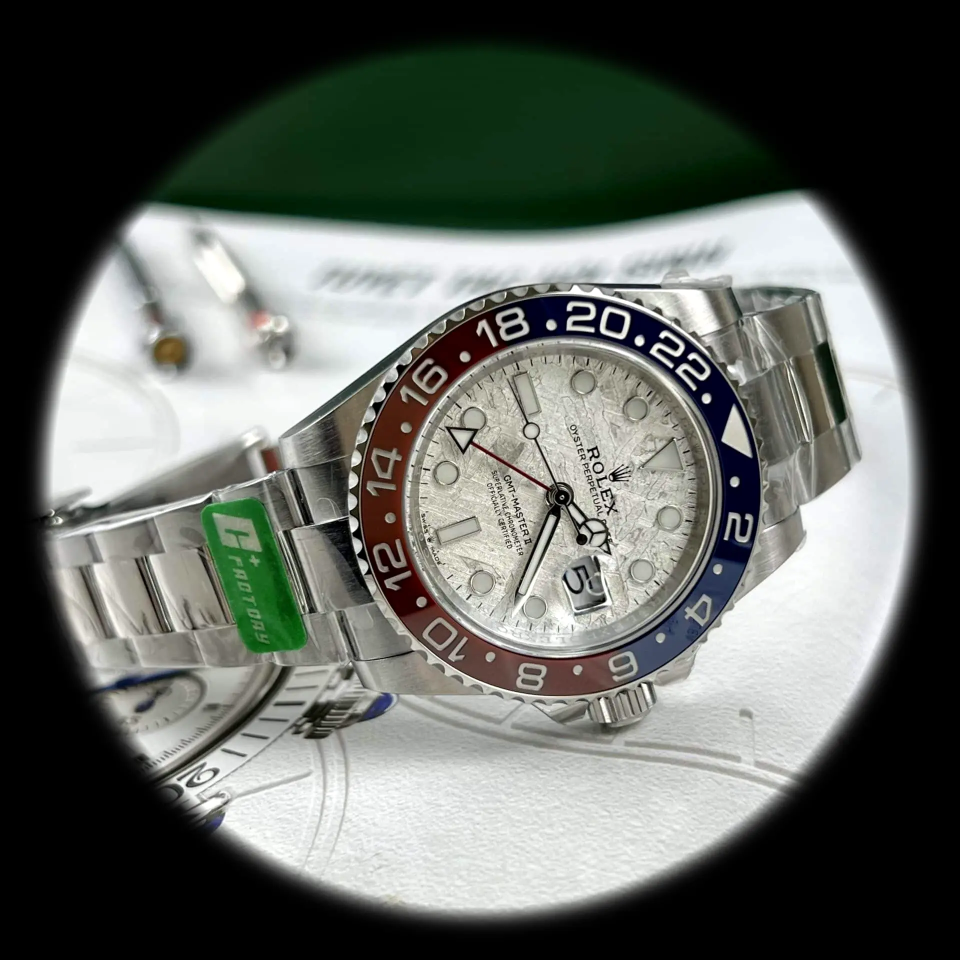 Rolex GMT-Master 126719BLRO super clone meteorite dial — caseback detail