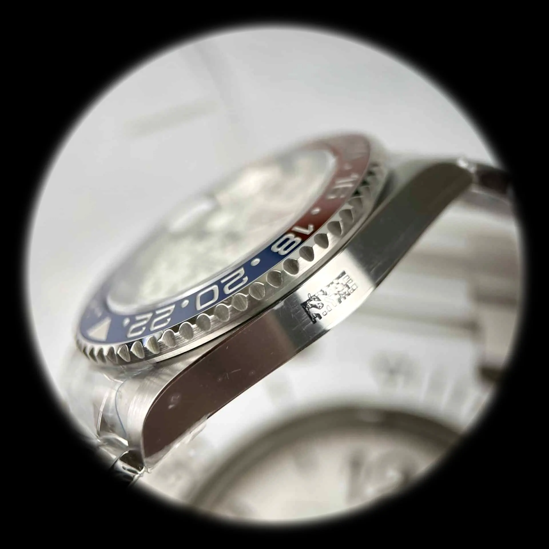 Rolex GMT-Master 126719BLRO swiss super clone 40mm — crown and case detail