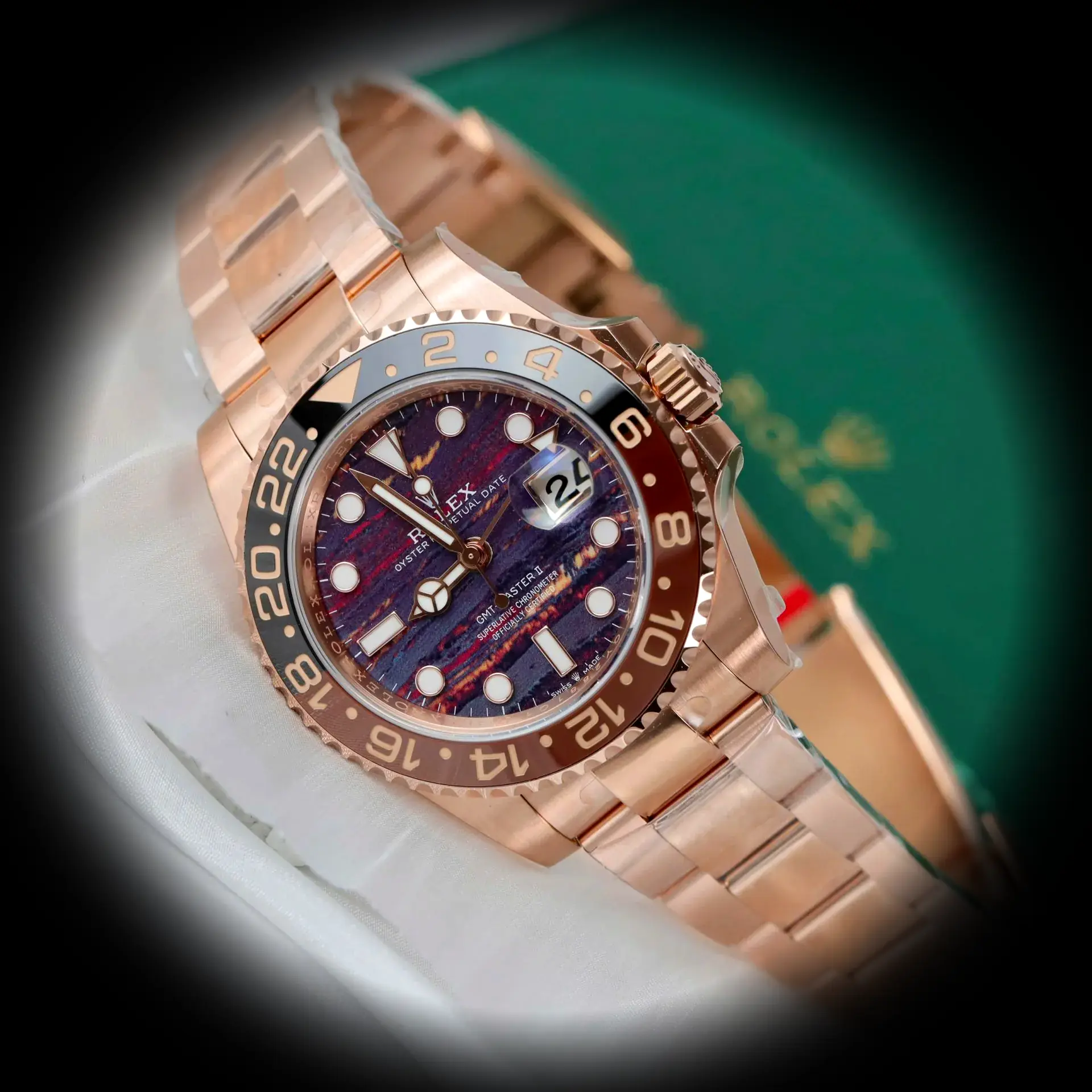 Rolex GMT-Master 126715CHNR super clone 40mm — dial close-up