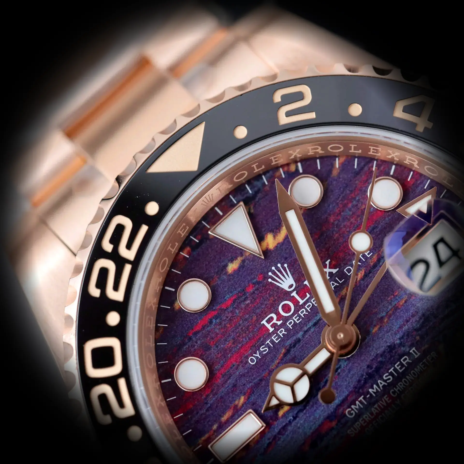 Rolex GMT-Master 126715CHNR superclone 40mm — crown and case detail
