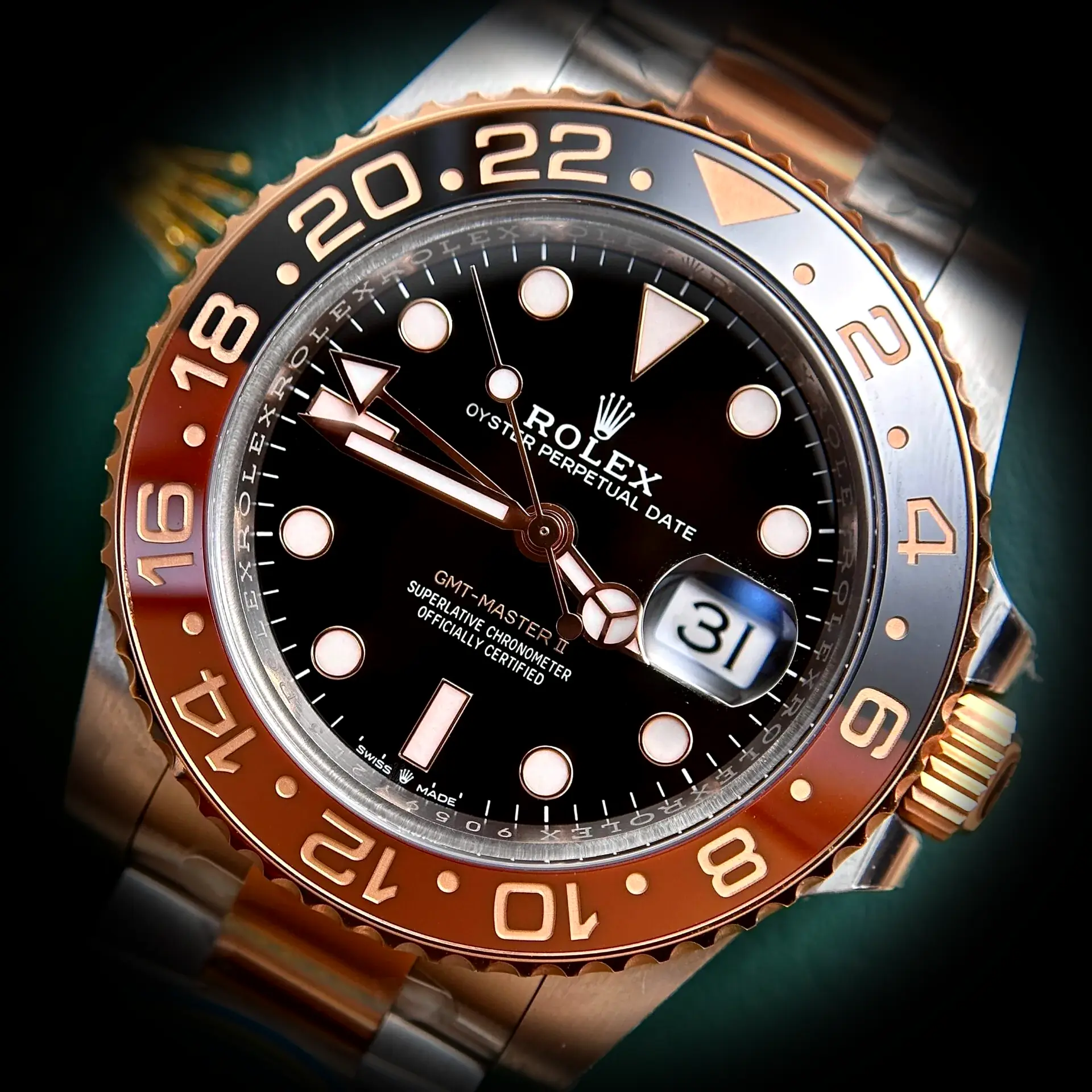 Rolex GMT-Master 126711CHNR eta clone black dial — caseback detail