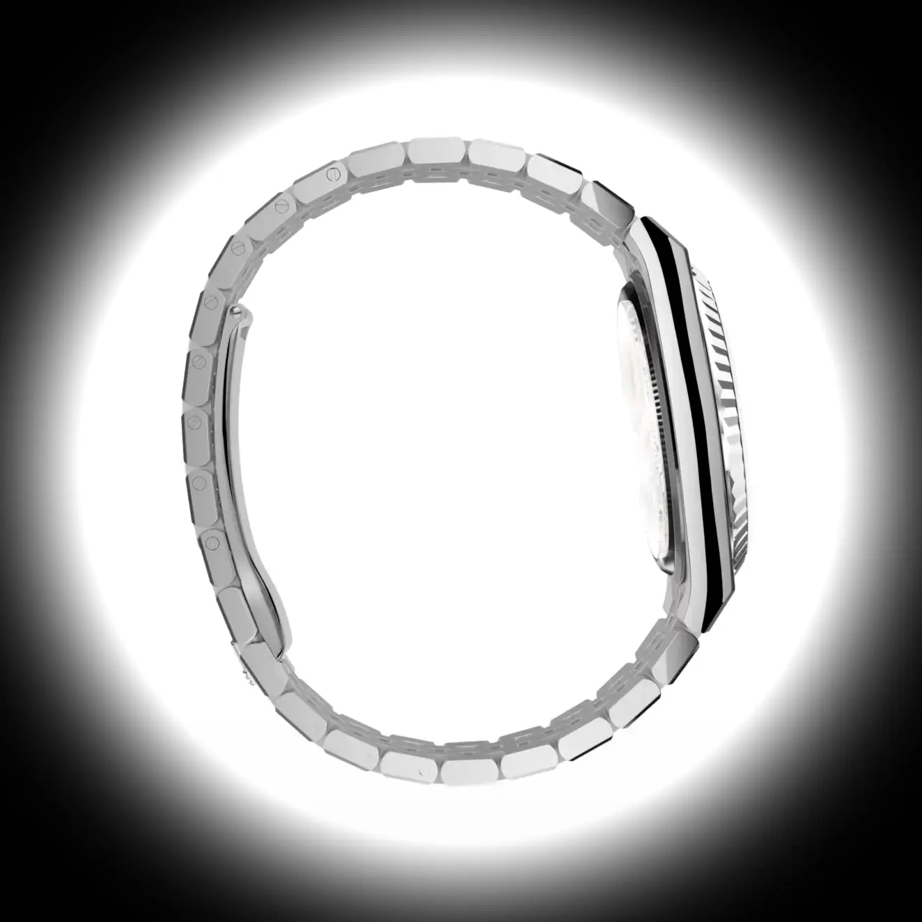 Land-Dweller 127234 eta clone intense white dial — bezel macro