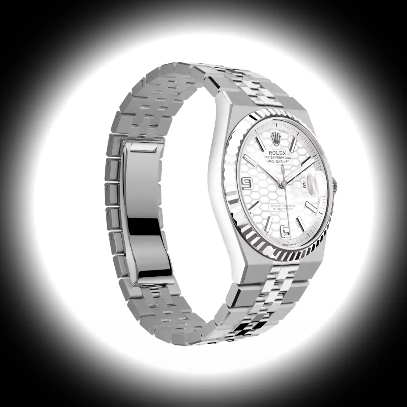Rolex Land-Dweller 127234 swiss super clone 36mm — crown and case detail