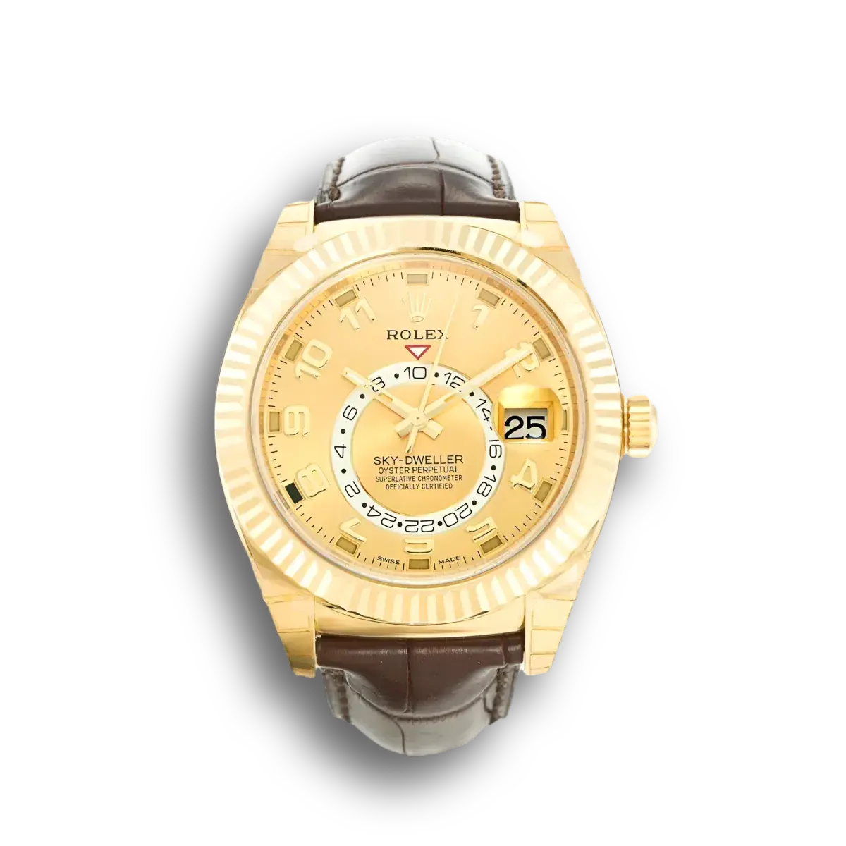 Rolex Sky-Dweller 326138 swiss super clone gold dial — front view