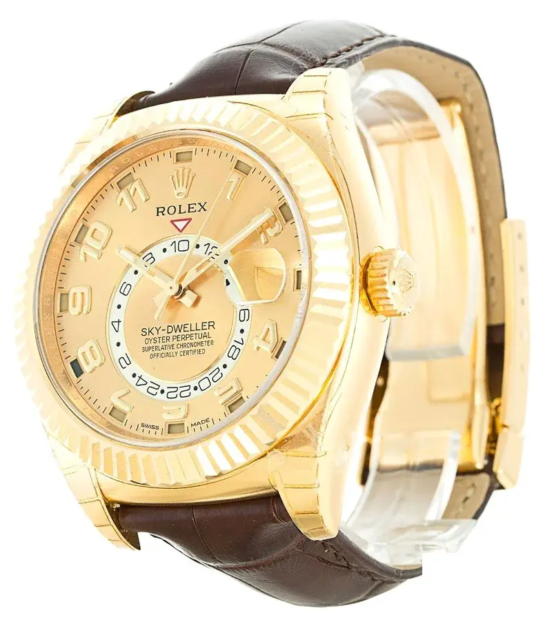 Sky-Dweller 326138 swiss clone gold dial — caseback detail