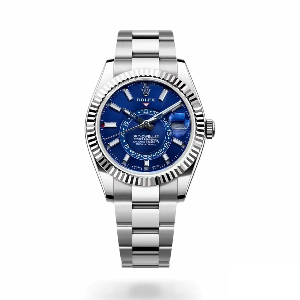 Rolex Sky-Dweller 326934 swiss clone blue dial — front view