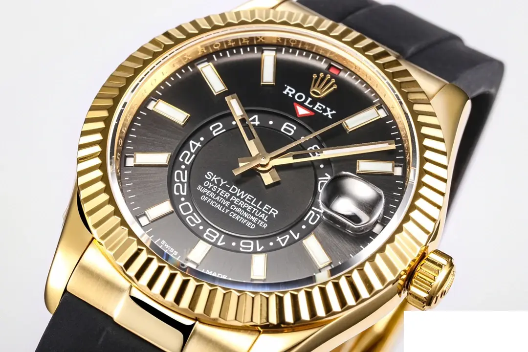Sky-Dweller 336238 eta clone bright black dial — angled view