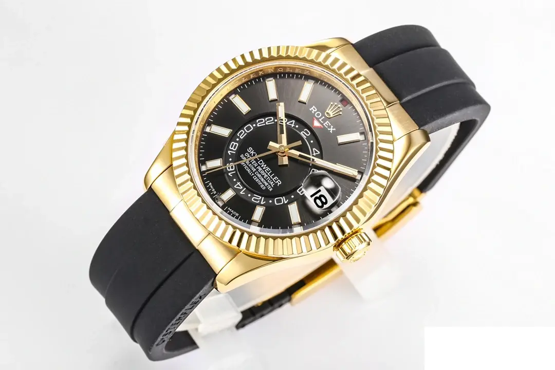 Rolex Sky-Dweller 336238 super clone bright black dial — bezel macro