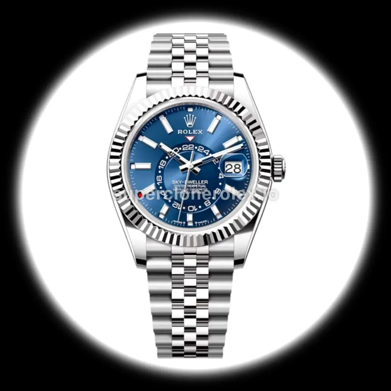 Rolex Sky-Dweller 336934 swiss super clone bright blue dial — front view