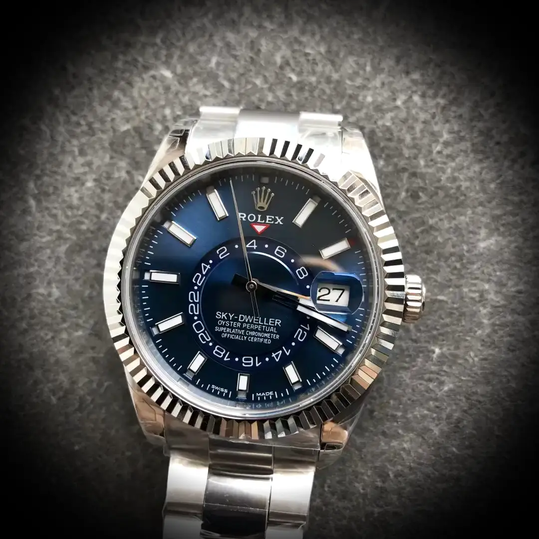 Rolex Sky-Dweller 326238 super clone bright blue dial — bezel macro