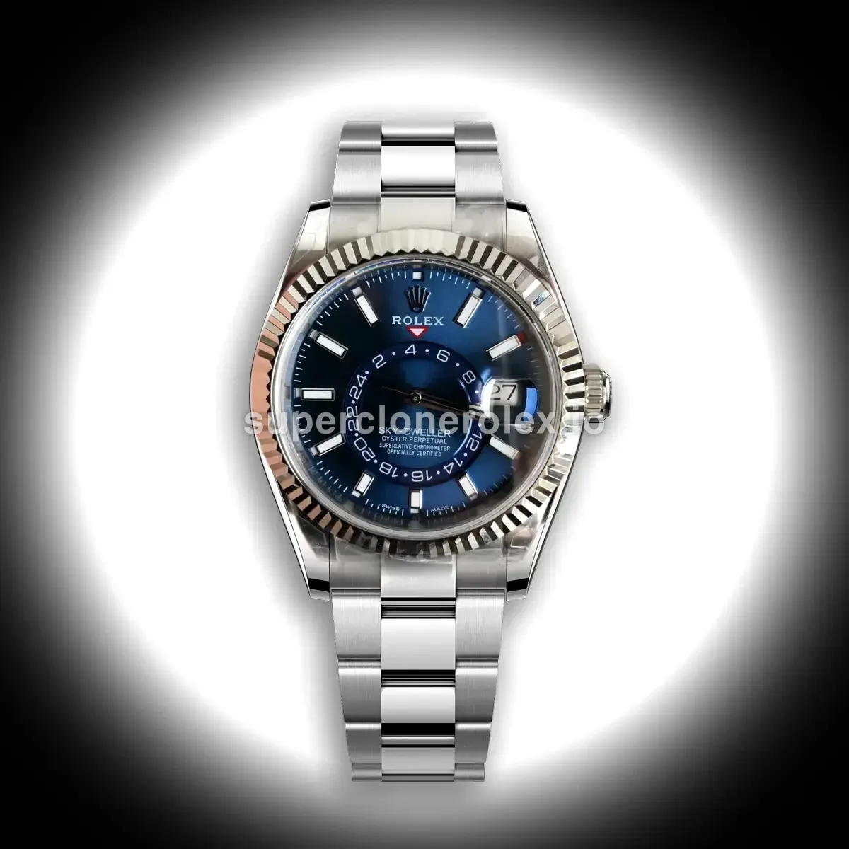 Rolex Sky-Dweller 326238 swiss super clone bright blue dial — front view