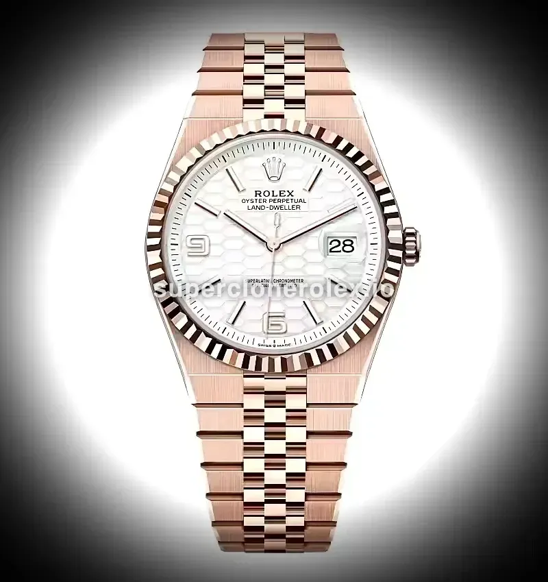 Land-Dweller 127335 swiss super clone intense white dial — front view