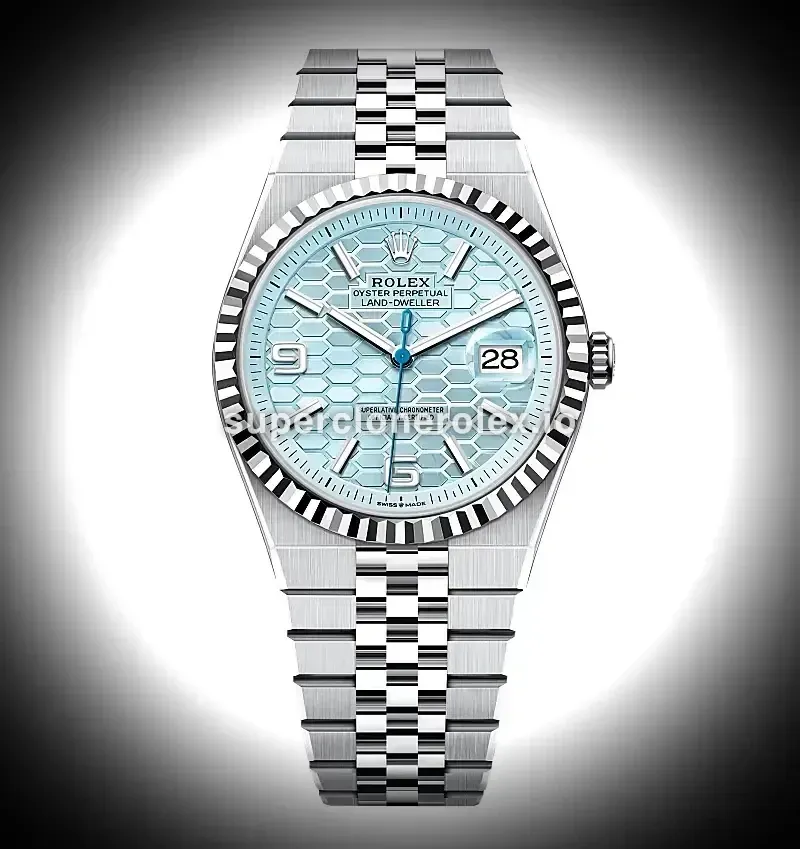Rolex Land-Dweller 127336 super clone ice blue dial — front view