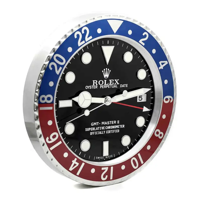 Rolex Accessories CLOCK-GMT-PEP Pepsi rolex clone black dial — front view
